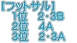 【フットサル】 　1位　２・３B 　2位　４A 　3位　２・３A　
