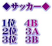 ◆サッカー◆ 1位 4B 2位 3A 3位 3B